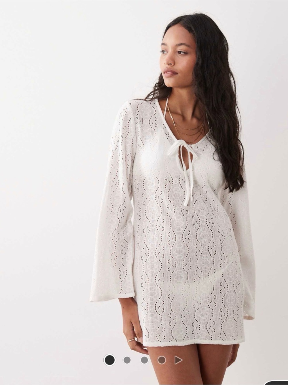 Emme Cream Eyelet Knit Tie-Front Top